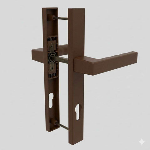 Maner termopan cu sild pentru usa PVC, interax 92 mm, set 2 manere, culoare maro
