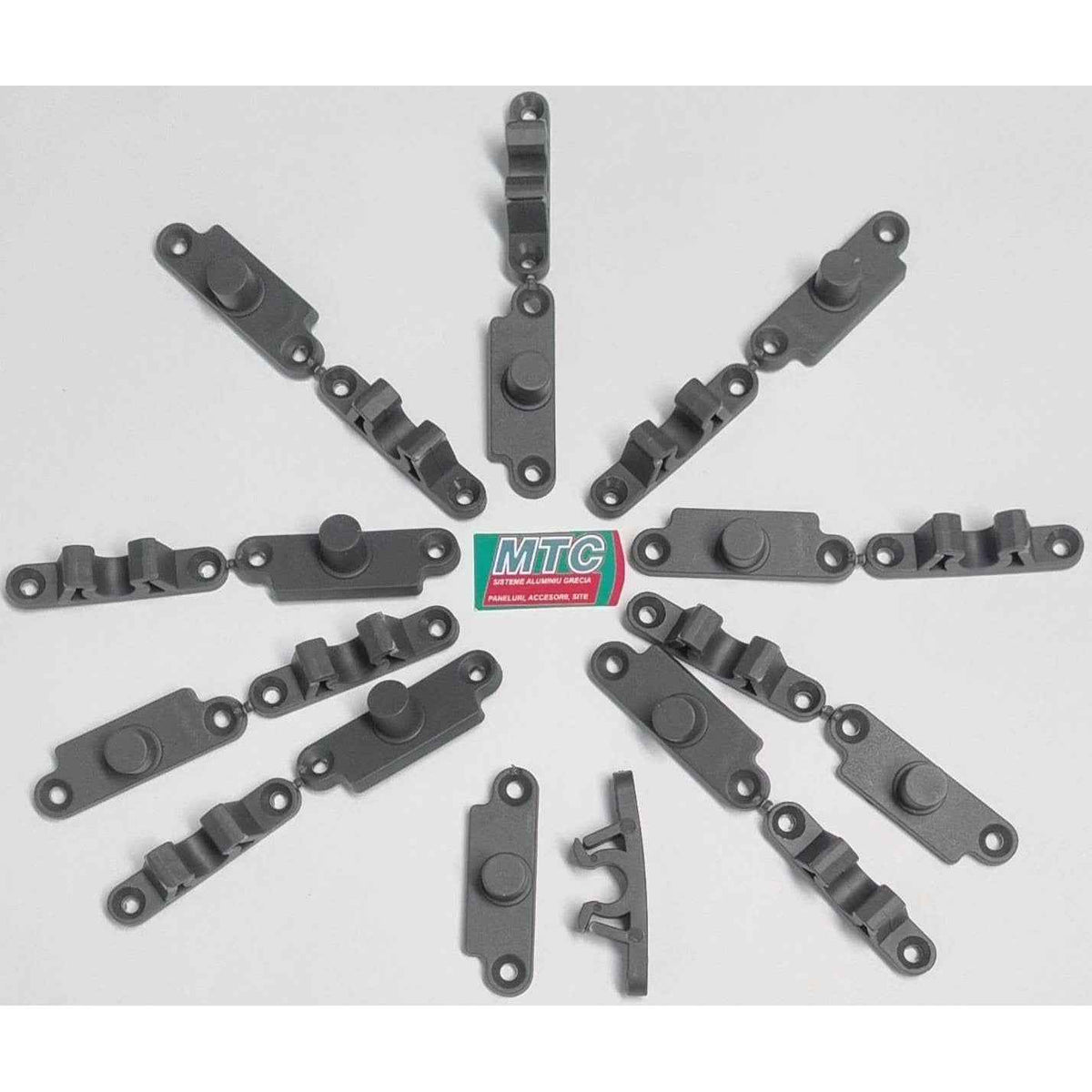 Set 10 Clipsuri complete Inchidere Plasa Tantari - Gri, Fixare Rama Plasa PVC Aluminiu