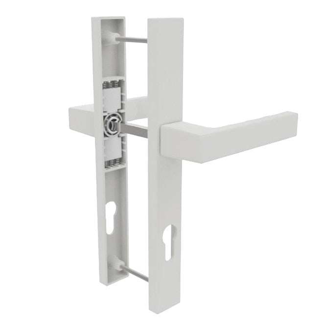Mâner termopan cu șild pentru ușă PVC, interax 92 mm, alb