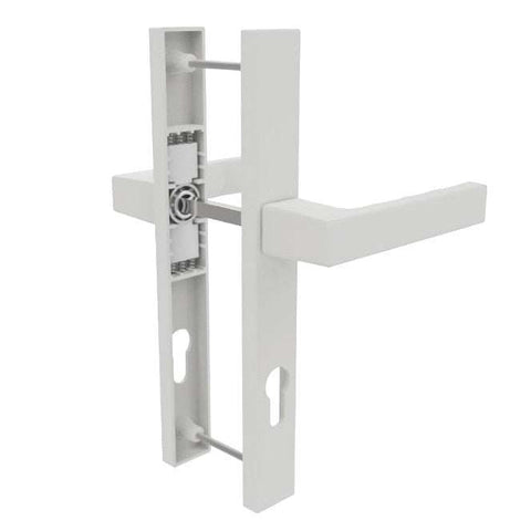Mâner termopan cu șild pentru ușă PVC, interax 92 mm, alb