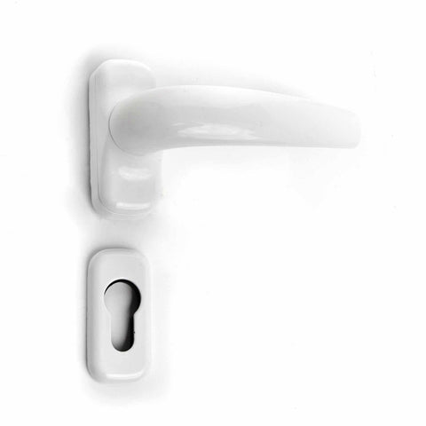 Mânere aluminiu Grecia X 502 albe pentru uși termopan, set 2 bucăți