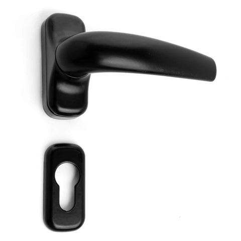 Mânere aluminiu Grecia X 502 negre pentru uși termopan, set 2 bucăți